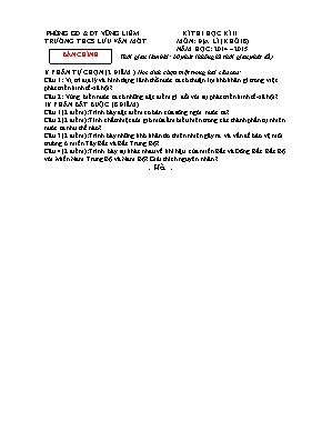 Kì thi học kì II môn Địa lý (khối 8) năm học 2014  2015